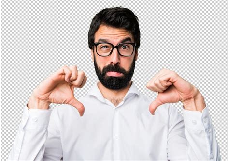 Premium Psd Handsome Man With Glasses Making Bad Signal