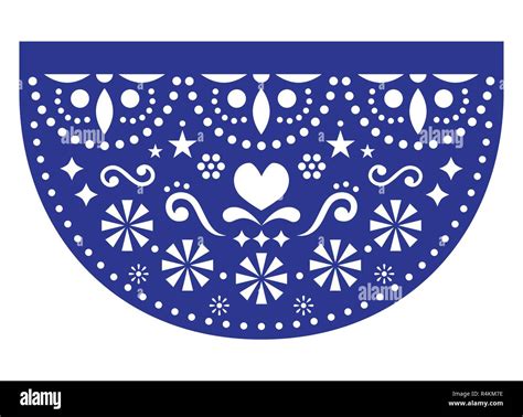 Mexican Fiesta Vector Template Design Papel Picado Paper Cut Out With