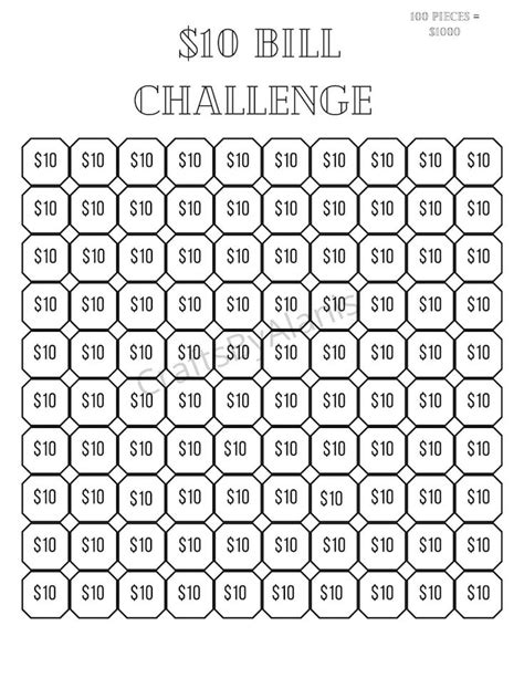 Dollar Bill Challenge Printable Savings Challenge Savings Tracker