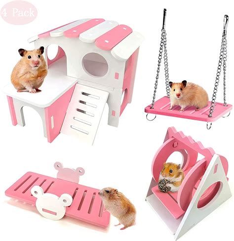 Amazon Pcs Hamster Toys Set Dwarf Hamster House Diy Wooden