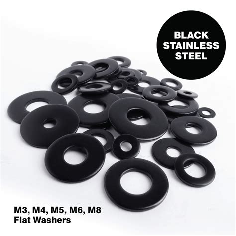 Black Stainless Steel Flat Washers Or Penny Washers M3 M4 M5 M6