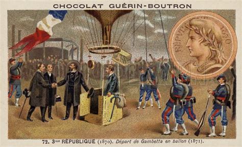 Leon Gambetta escaping the Siege of Paris in a balloon, 1871 stock ...