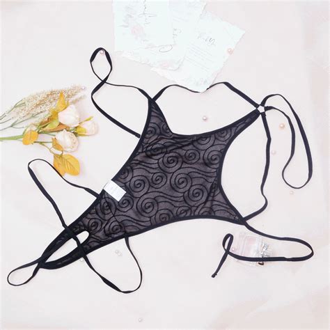 Strappy Open Crotch Lingerie Set With See Through Lace Tie Up Halter And Ribbon Detailing