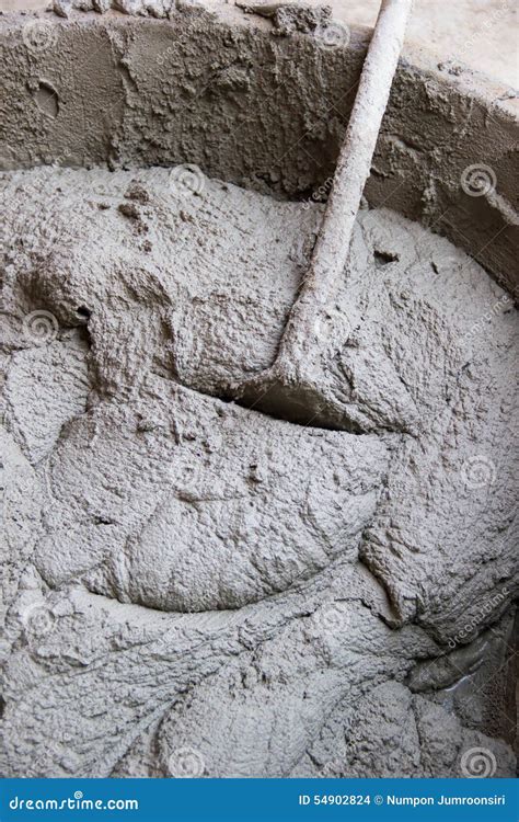 Cement Or Mortar Is Inside Cement Mixer. Cement Or Mortar Is Mix Stock Photo - Image: 54902824