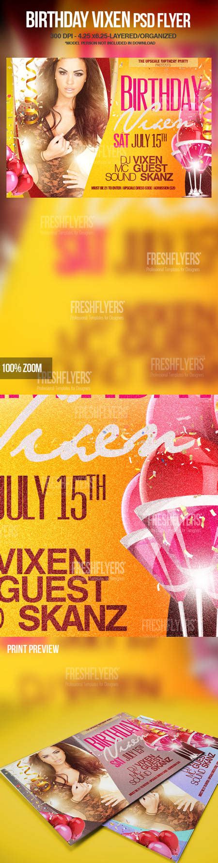 Birthday Vixen Psd Flyer Template By Imperialflyers On Deviantart