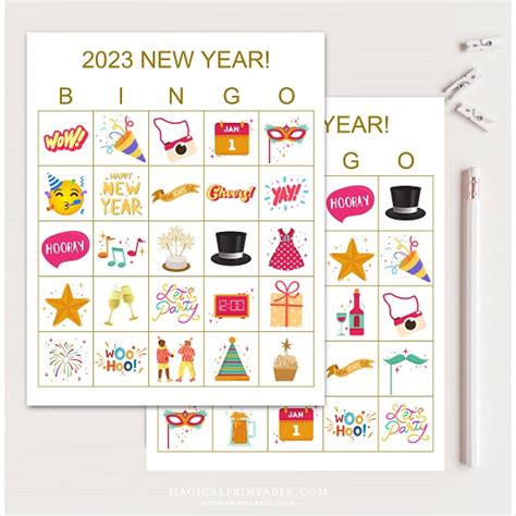 100x Happy New Year Bingo Cards Printabell • Express