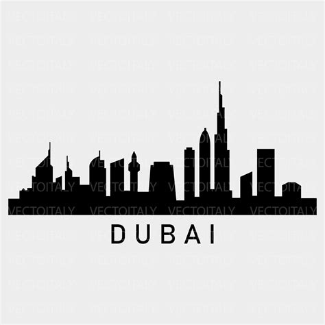 Skyline Dubai illustrated in vector and available in SVG PDF | Etsy