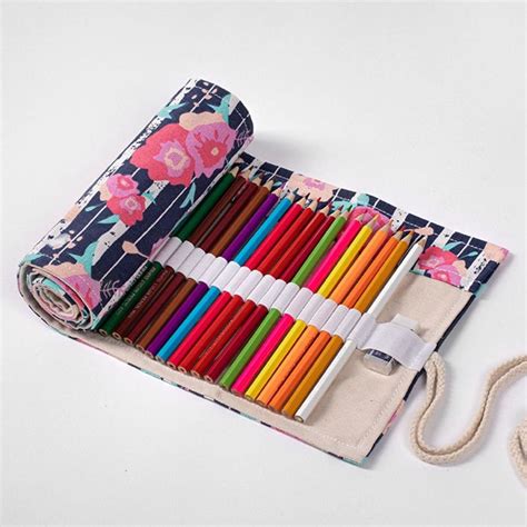 Holes Roll Canvas Pencil Case Wrap Roses Etsy Uk