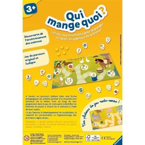 Bebeboutik RAVENSBURGER Jeu éducatif Qui mange quoi 3 ans et