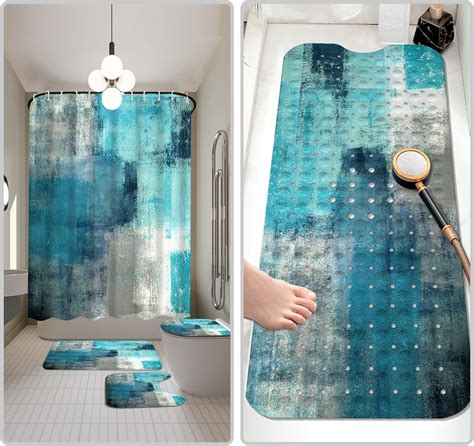 Amazon Lnond 4Pcs Bathroom Shower Curtain Sets With Rugs