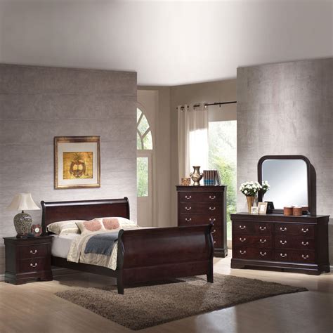 Louis Philippe Sleigh Bed Queen With Rich Cherry Finish By Coaster