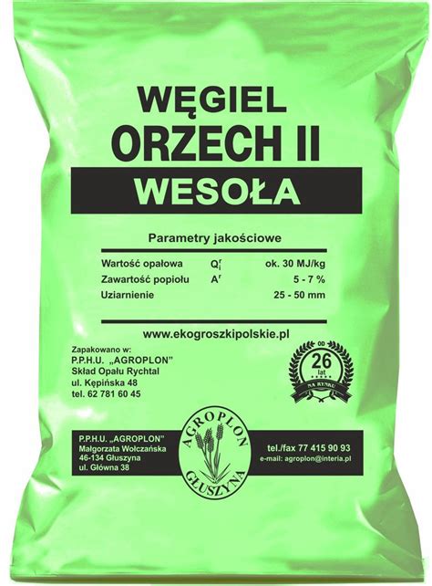 Węgiel ORZECH II WESOŁA 31 5 MJ kg worki25kg 28500169 ERLI pl