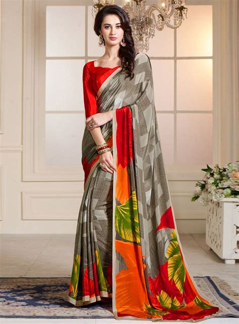 Beige Crepe Casual Wear Saree 95757 Saree Trends Crepe Silk Sarees