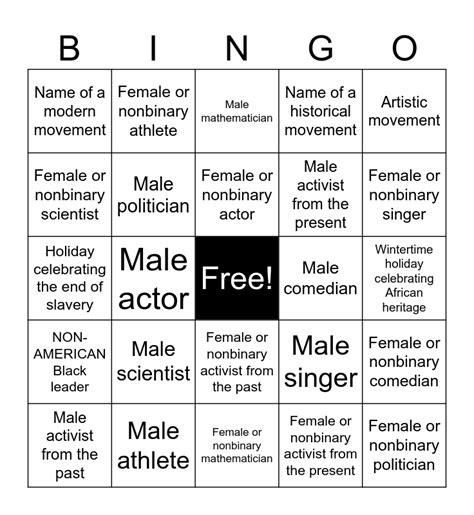 Black History Month Bingo Card