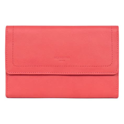 Compagnon De Voyage 2 Volets Stop RFID Cuir De Vachette Corail