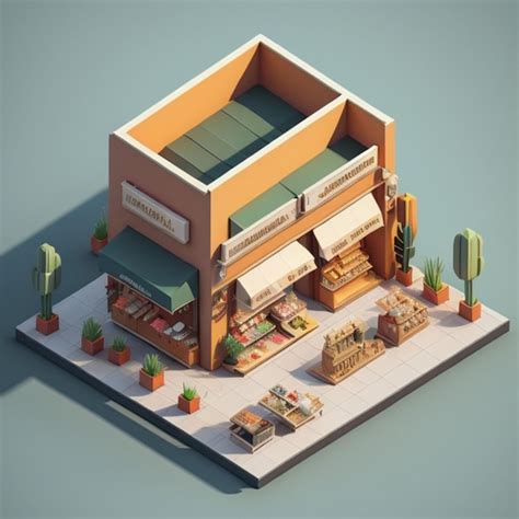 Premium Ai Image 3d Isometric Shop Building Created With Generative Ai