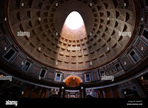 The Pantheon, Rome, Italy. Light shining through an oculus in the ...