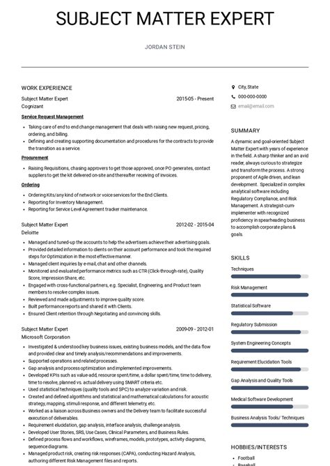 Subject Matter Expert Resume Samples And Templates Visualcv