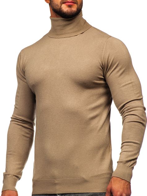 Jersey de cuello alto básico para hombre camel Bolf W1 1728 CAMEL