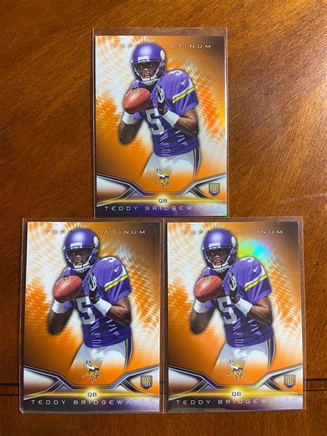 2014 Topps Platinum Teddy Bridgewater Orange Refractor RC Rookie Lot X3