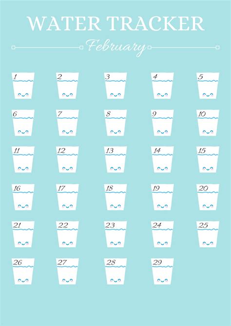 Monthly Water Tracker Template Printable A Etsy