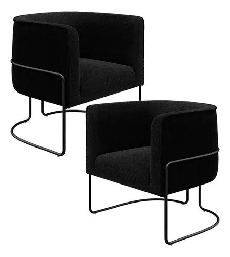 Kit 02 Sillones de salón de acero negro Betina Bouclê Black MercadoLibre