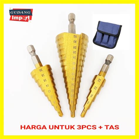 Jual Step Drill Dril Mata Bor Pagoda Kerucut Pembolong Besi Kayu