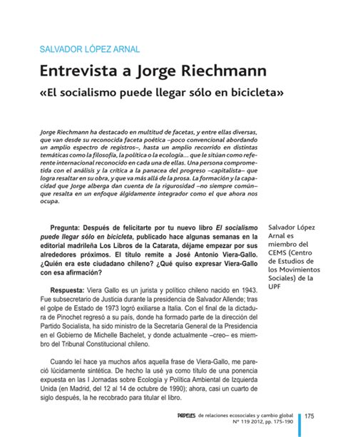 Entrevista A Jorge Riechmann