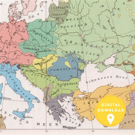Digital Political Map of Europe 1950s, Printable European Map, Europe
