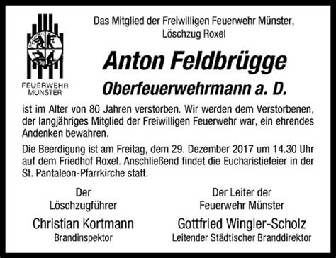 Traueranzeigen von Anton Feldbrügge trauer ms