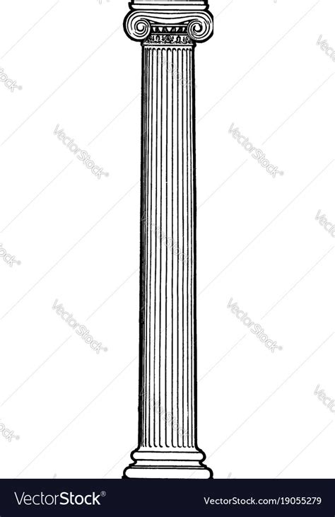 Ionic column stand vintage engraving Royalty Free Vector