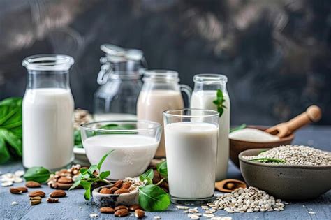 Premium Photo Various Vegan Plant Based Milk With Ingredients