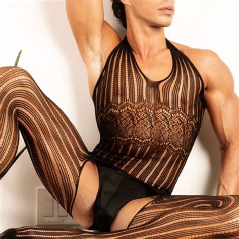 Sexy Lace Mesh Fishnet Gay Sissy Club Lingerie Underwear Bodysuit