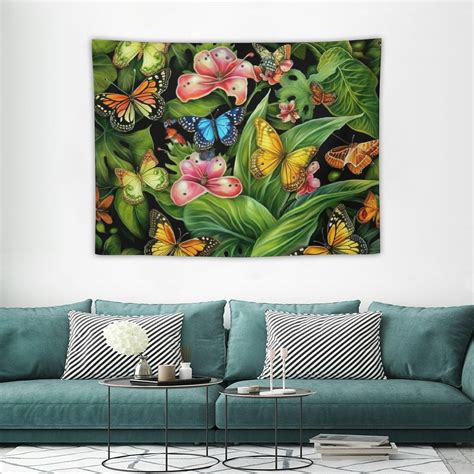 Nawypu Frog Tapestry Insect Butterfly And Green Plant In The Tropical