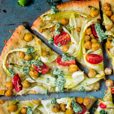 Simple Veggie Pizza Herbed Green Goddess Dressing Eat Love Namaste