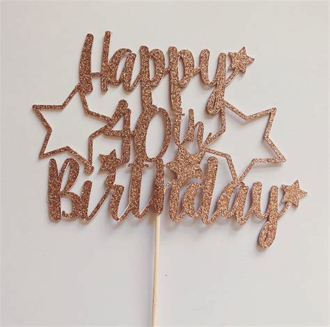 40th Birthday Cake Topper Rose Gold Cake Topper Glitter Cake Etsy