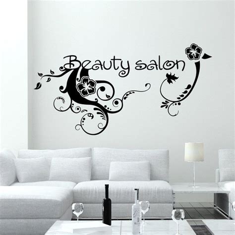Наклейки интерьерные на стену для декора -Надпись, салон красоты, цветы ...