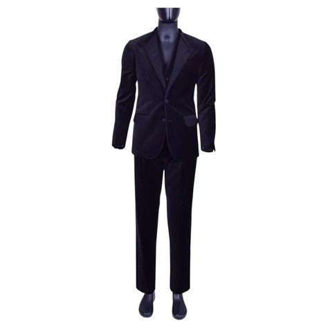 Dolce And Gabbana Runway 3 Pieces Velvet Suit Black For Sale At 1stdibs