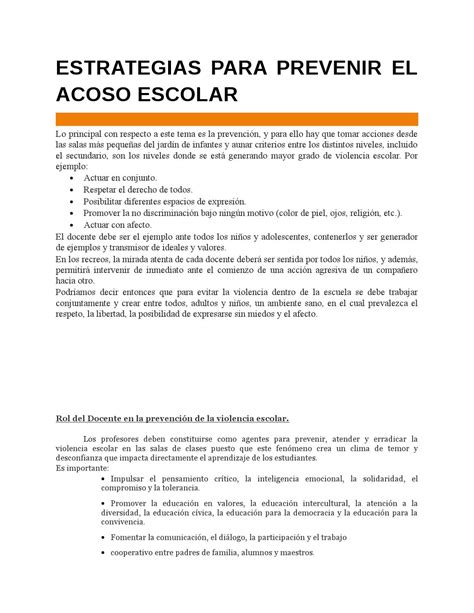 Prevenci N De La Violencia Escolar