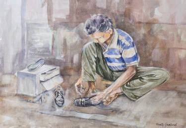 Street Cobbler Painting By Marty Garland Saatchi Art