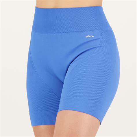 Shorts Selene Canelado Sem Costura Feminino Azul Futfanatics