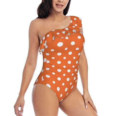 Daiia Orange And White Polka Dot Women's One Piece Swimsuits