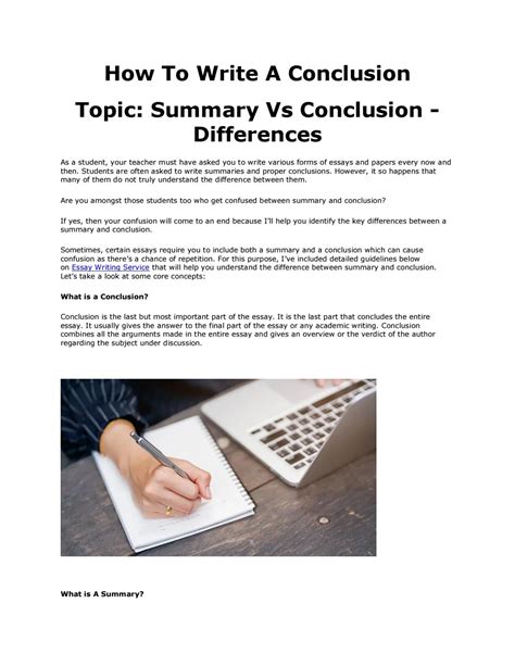 How To Write A Conclusion Topic Summary Vs Conclusion Differences By