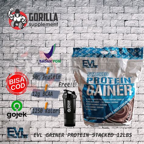 Jual Evl Stacked Protein Gainer 12lbs Evlution Nutrion Shopee Indonesia