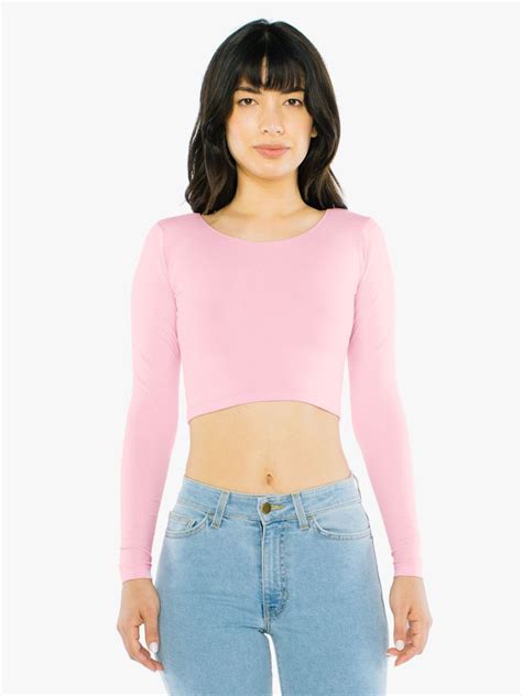 Cotton Spandex Jersey Long Sleeve Crop Top American Apparel Crop Tops Long Sleeve Crop Top