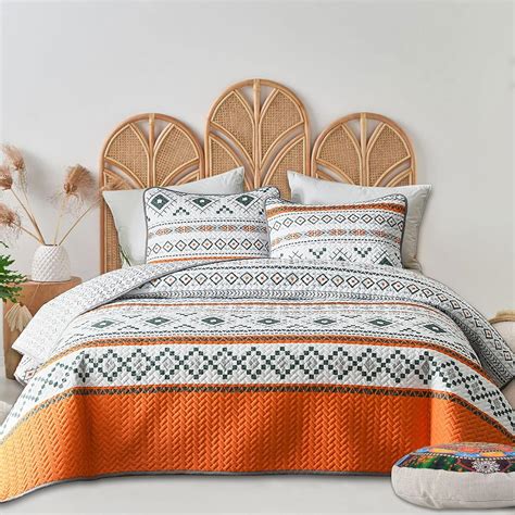 FlySheep 3 Piece Lightweight Geometric Boho Full Queen Quilt Set