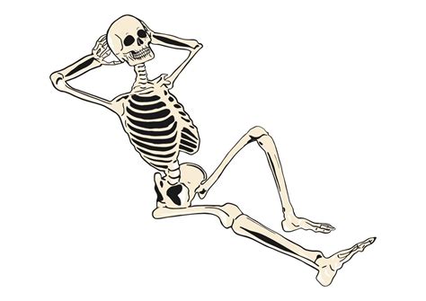 Skeleton Retro Style Illustration Of Resting Skeleton Flat Vector