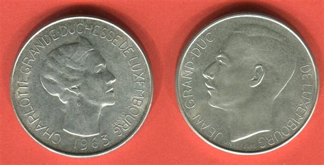 Luxemburg 2 x 100 Francs 1963 64 Großherzog Jean und Charlotte fast