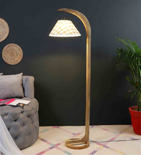 Buy Green Iron Cloth Shade Club Floor Lamp With Wood Base By Sapphire