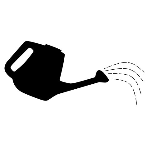 Silhouette Of A Watering Can With Flowing Water Isolated On A White